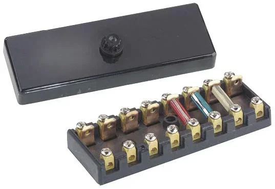 Sicherungsdose 8-polig, schwarz, L x B x H 12 x 4,5 x 3,6 cm - 0