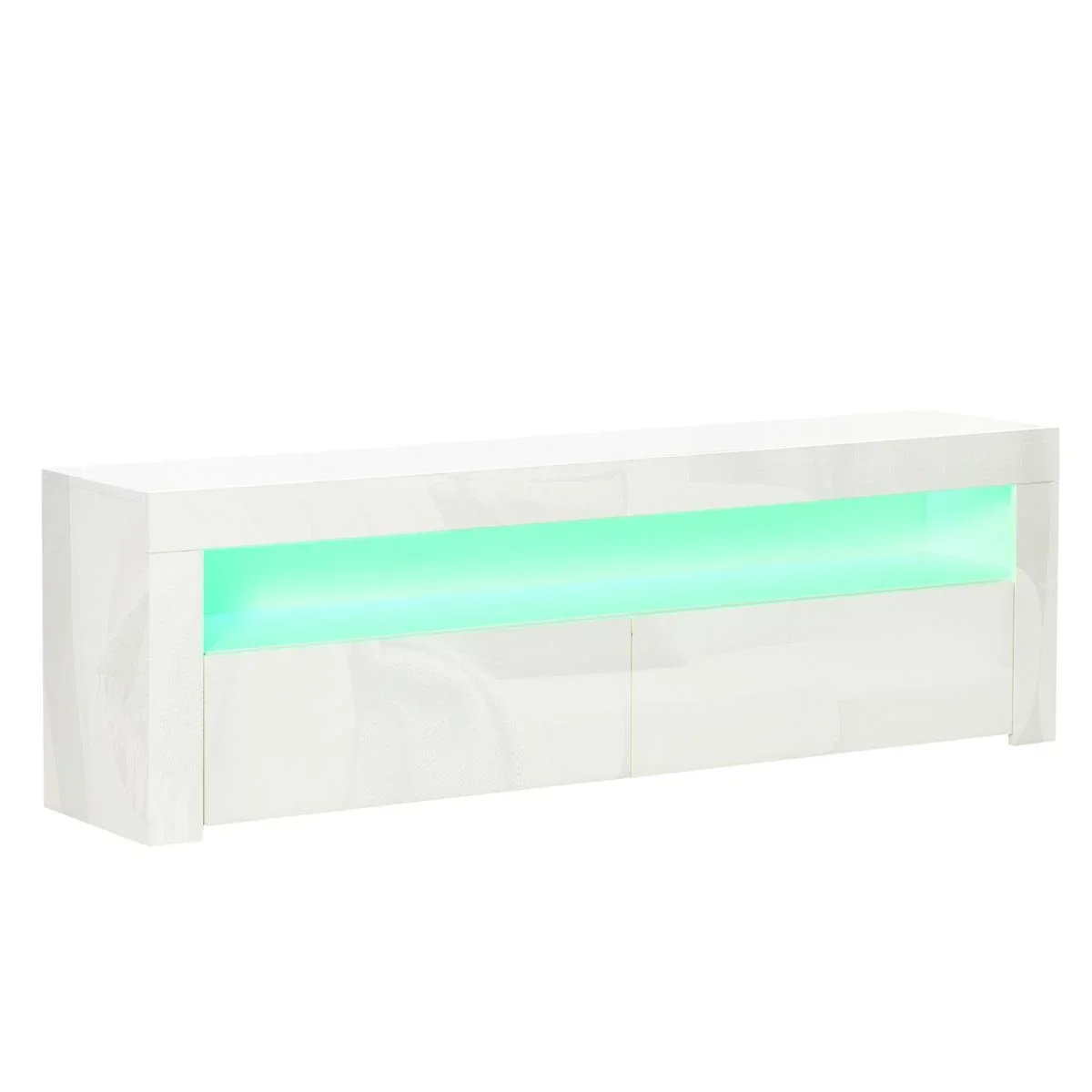 Fernsehtisch Fernsehschrank TV-Board TV-Schrank Unterschrank mit LED und Schublade MDF Spanplatte Weiß 160 x 35 x 50 cm - 0