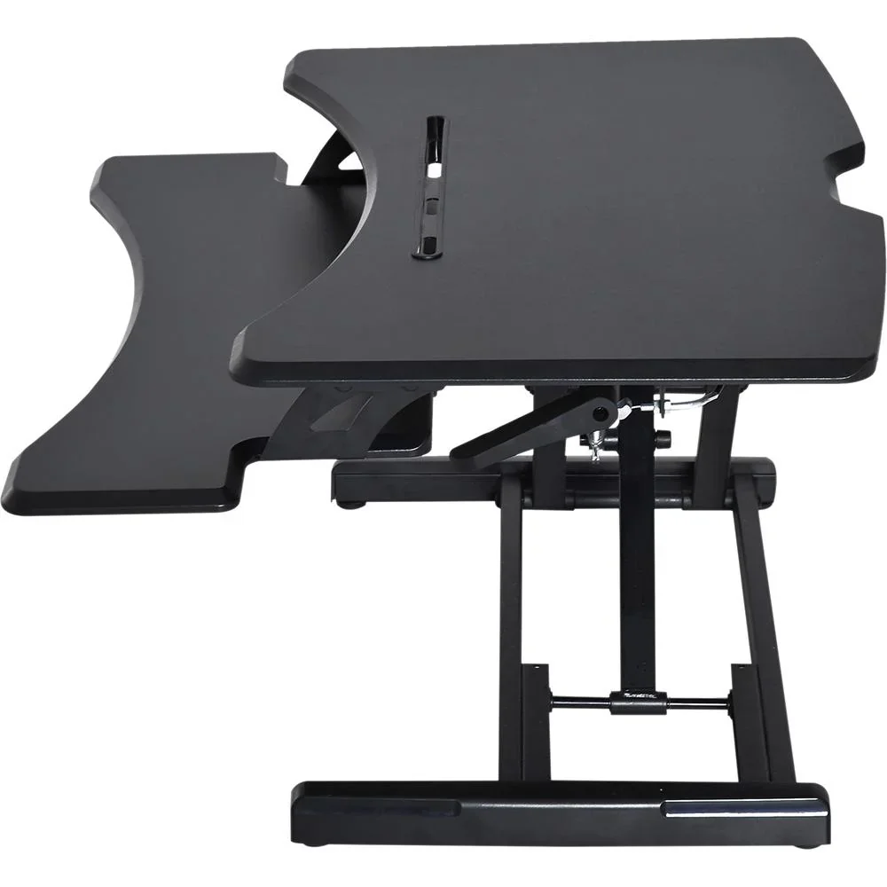 Höhenverstellbar Sitz-Steh-Schreibtisch Stehschreibtisch Schwarz L76 x B68 x H(12,5-42) cm - 0