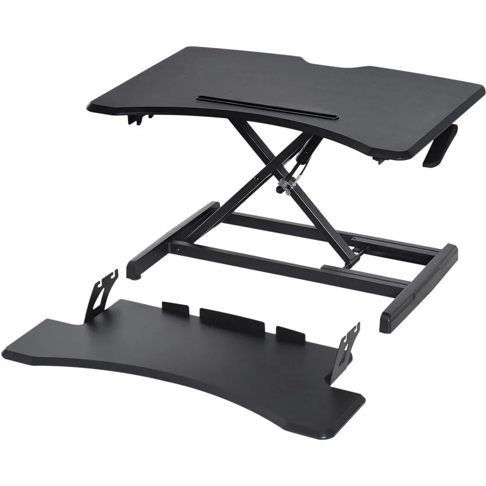 Höhenverstellbar Sitz-Steh-Schreibtisch Stehschreibtisch Schwarz L76 x B68 x H(12,5-42) cm - 1