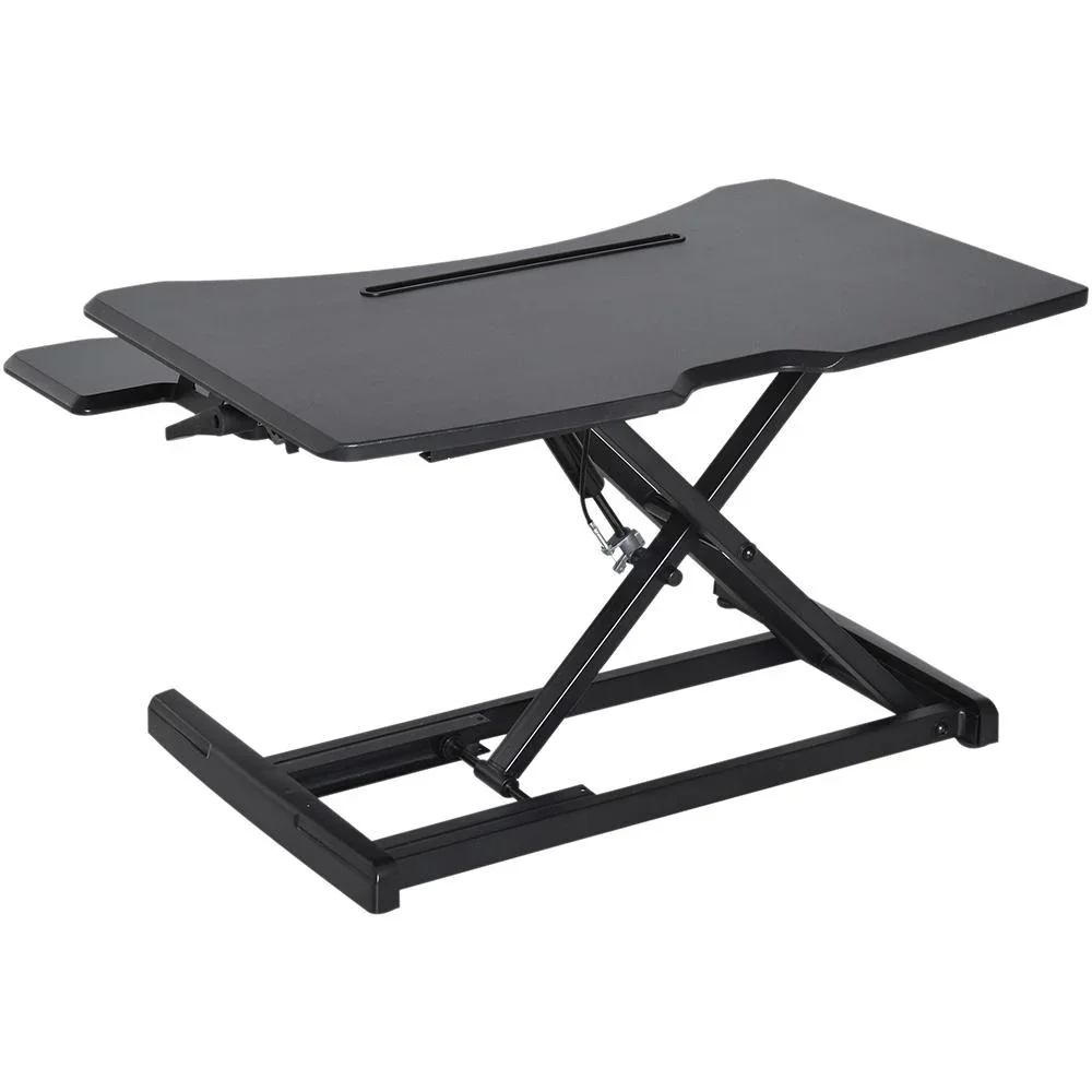 Höhenverstellbar Sitz-Steh-Schreibtisch Stehschreibtisch Schwarz L76 x B68 x H(12,5-42) cm - 5