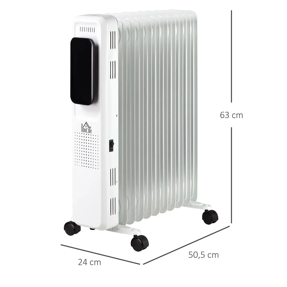 Ölradiator tragbar elektrisch Heizkörper 2290-2720W 3 Heizstufen 24-Stunden-Timing mit 4 Rollen Stahl 50,5 x 24 x 63 cm - 2