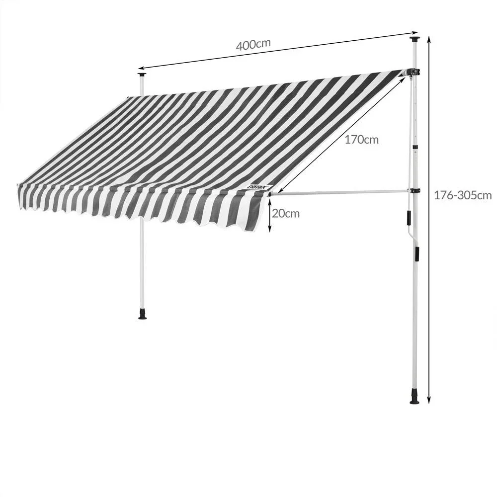 Klemmmarkise 400cm weiß/grau - 2
