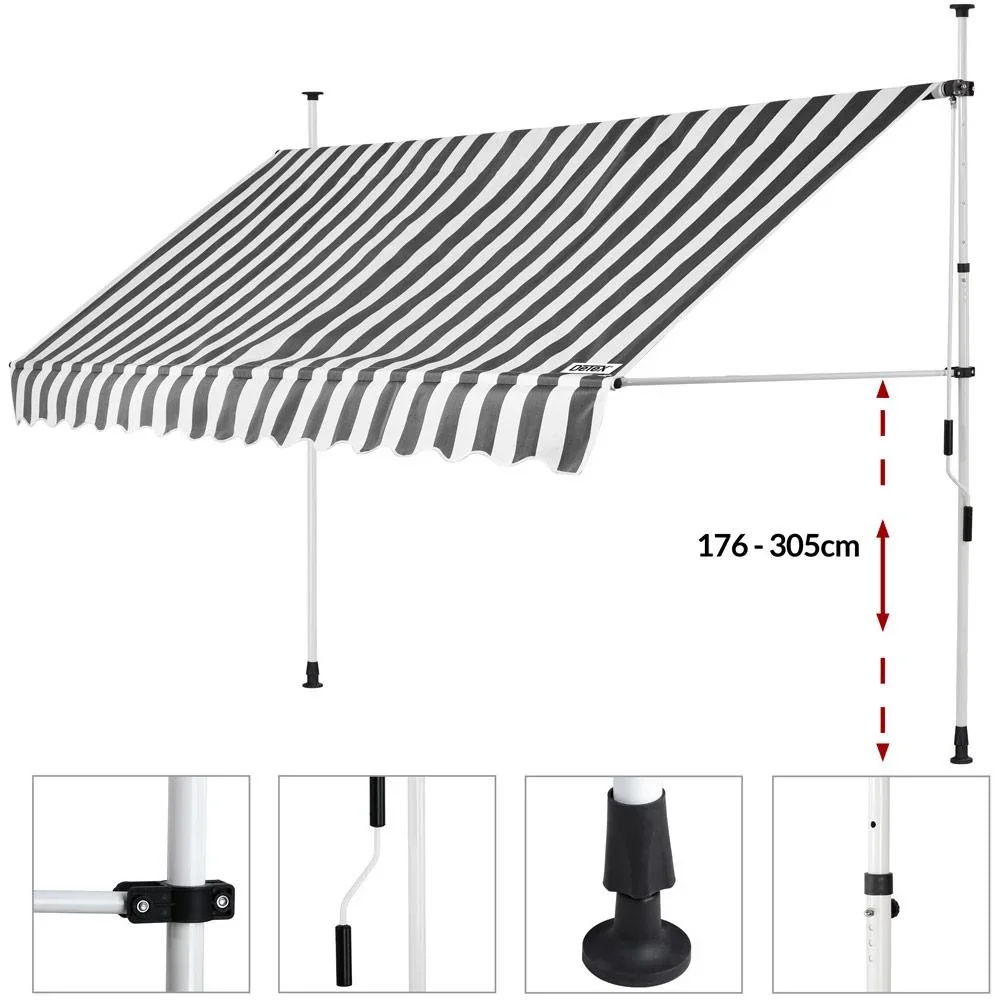 Klemmmarkise 400cm weiß/grau - 5