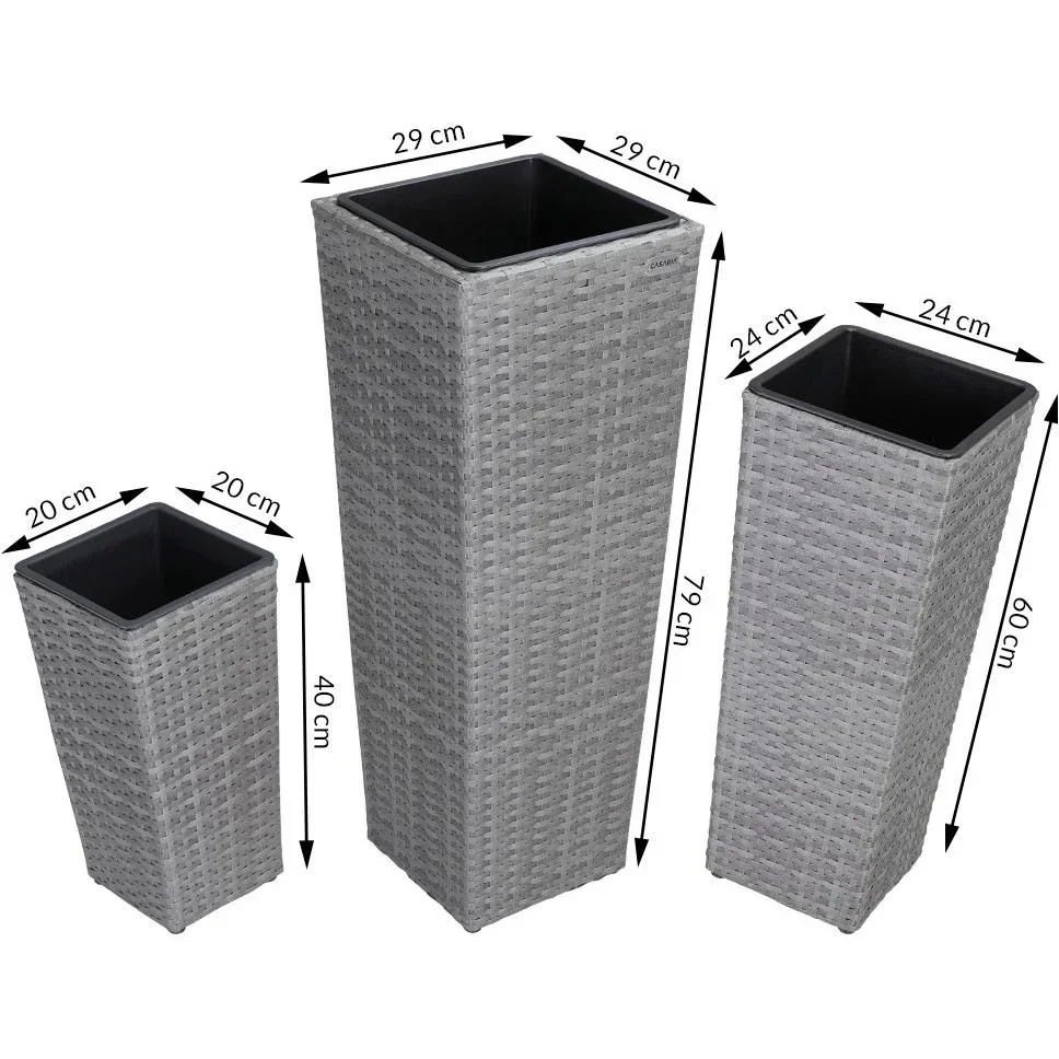 Blumentöpfe - 3 Stück - Polyrattan - 4