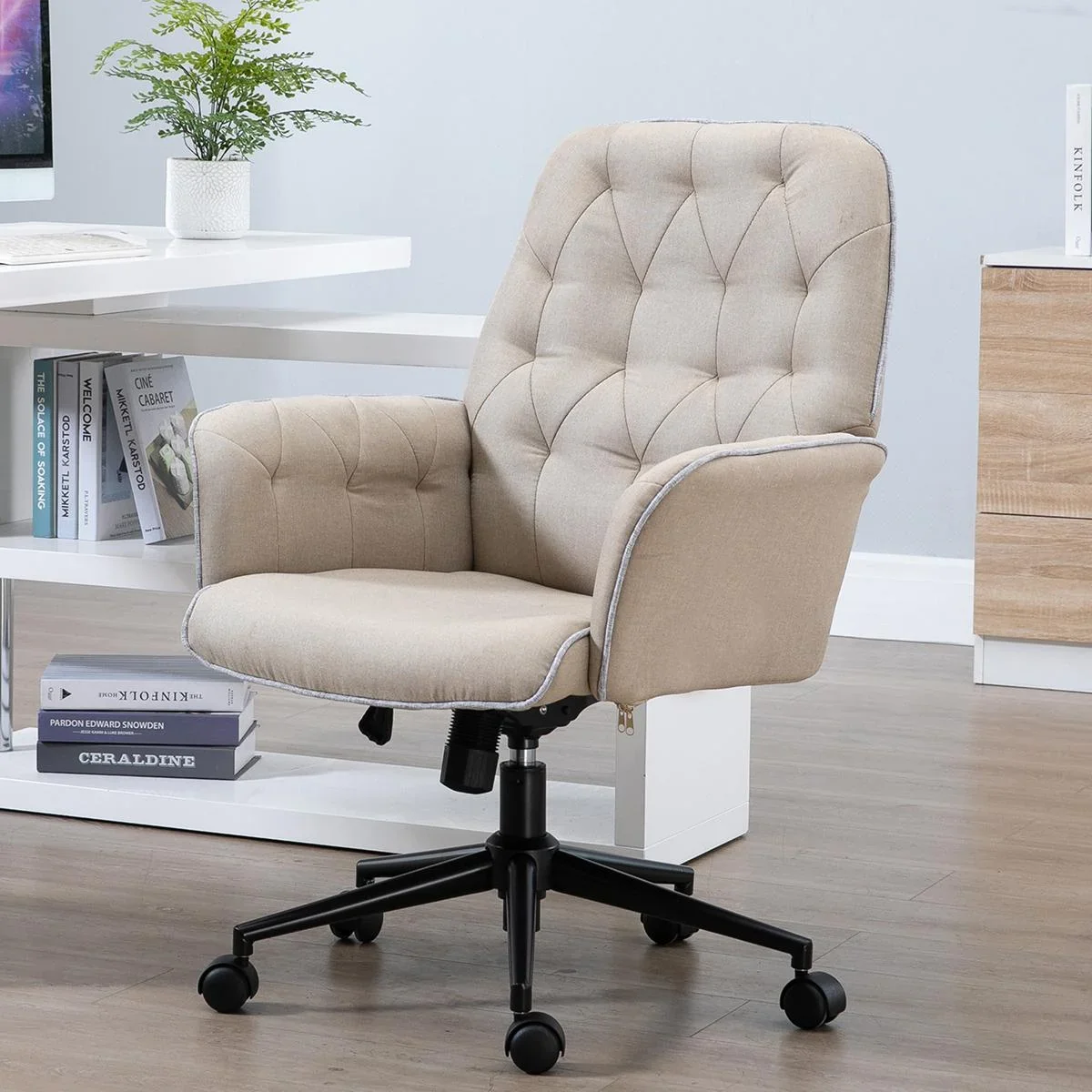 HOMCOM Bürostuhl mit Wippfunktion Drehstuhl Home-Office-Stuhl höhenverstellbarer Schreibtischstuhl ergonomisch 360°-Dreh - 1
