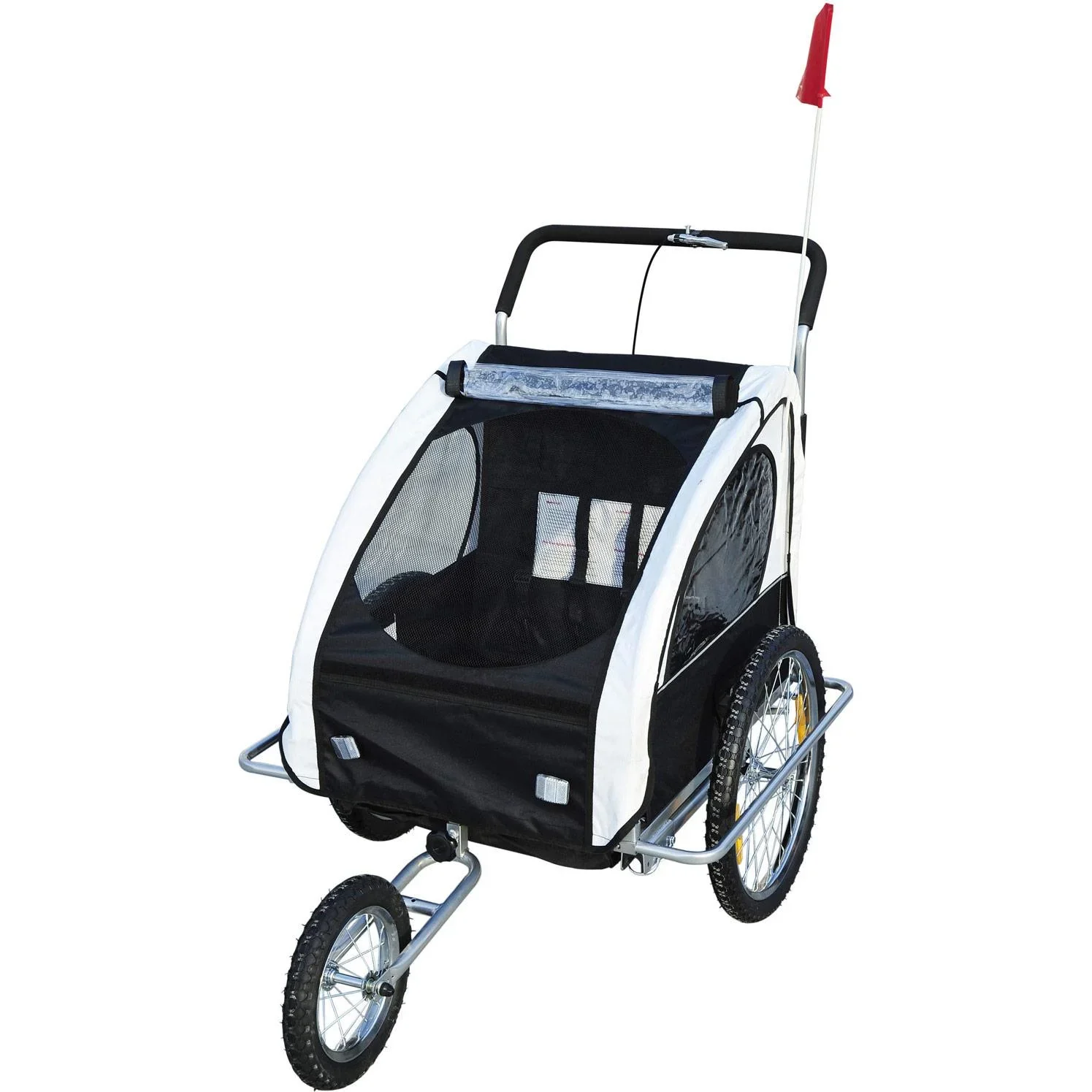 Fahrradanhänger UND Fahrradbuggy 2-in-1 weiß/schwarz - 0