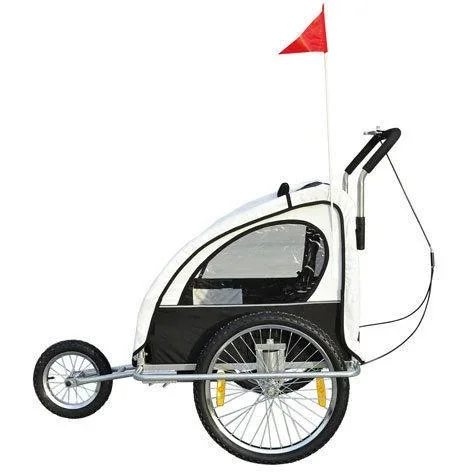 Fahrradanhänger UND Fahrradbuggy 2-in-1 weiß/schwarz - 1