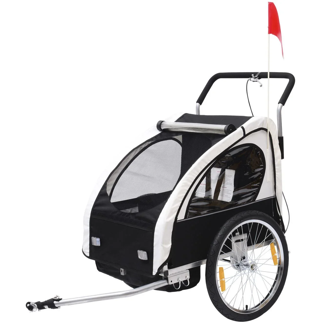 Fahrradanhänger UND Fahrradbuggy 2-in-1 weiß/schwarz - 5