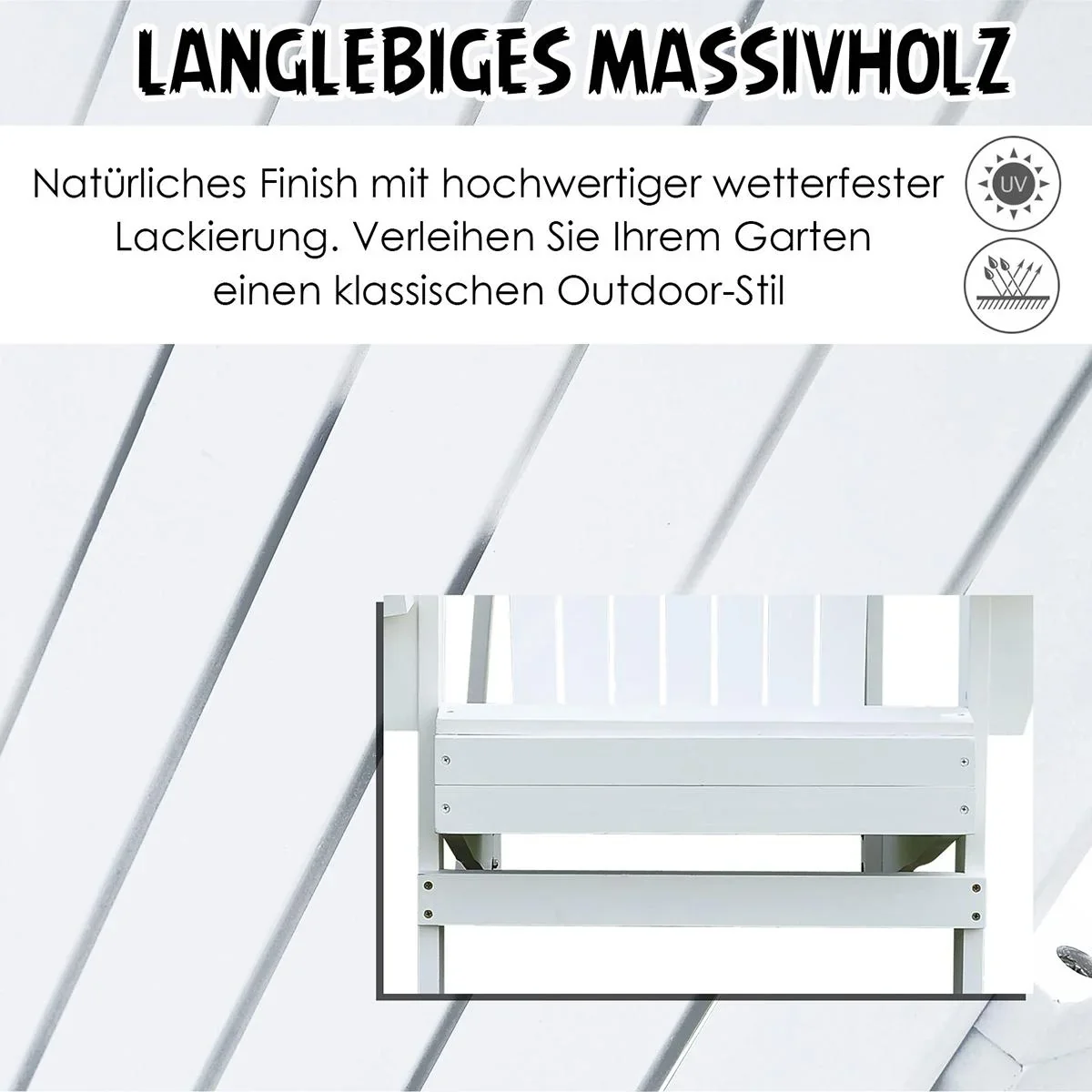 Gartenstuhl mit Getränkehalter weiß - 2