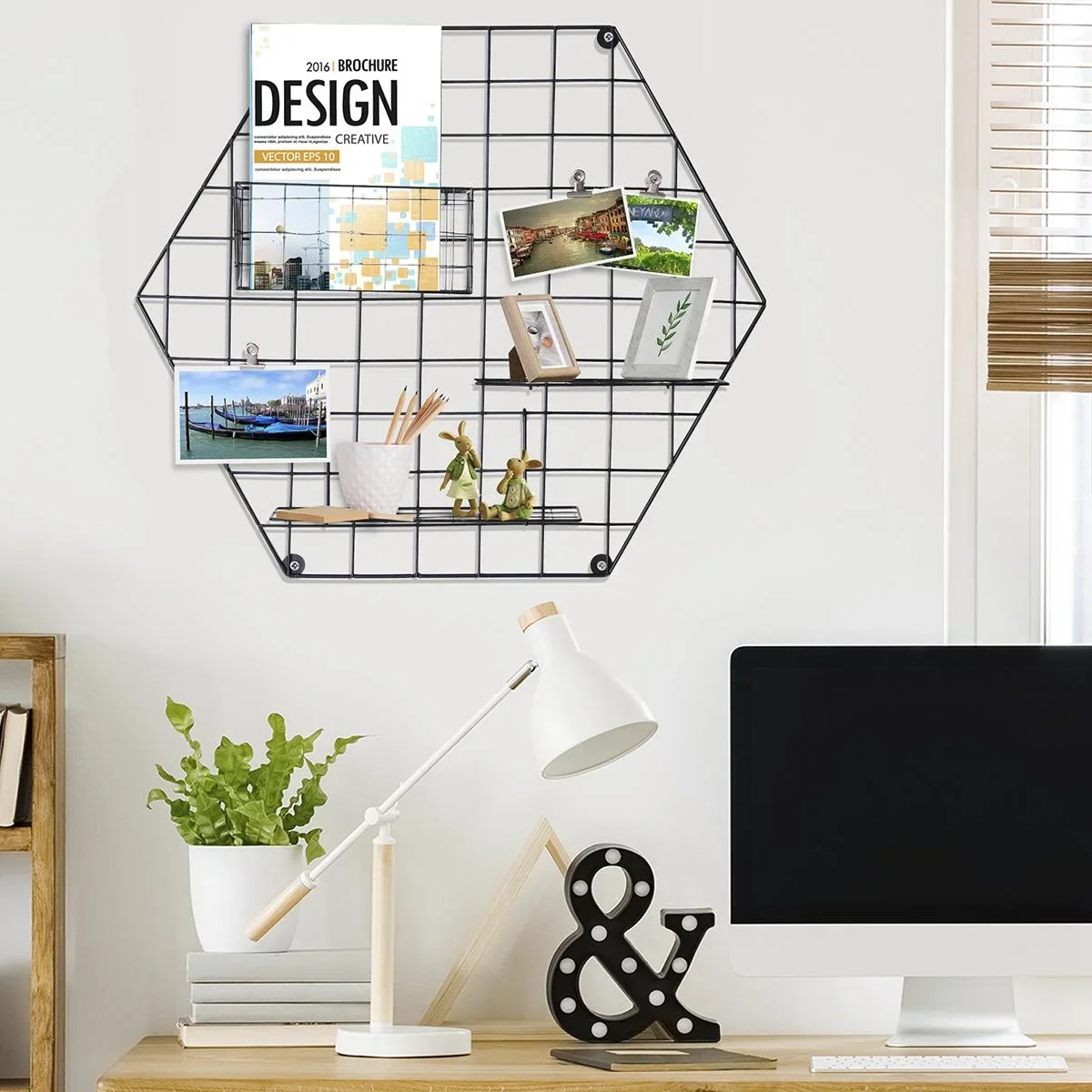 Metallgitter mit Korb/Reagle und Klammern schwarz - 1