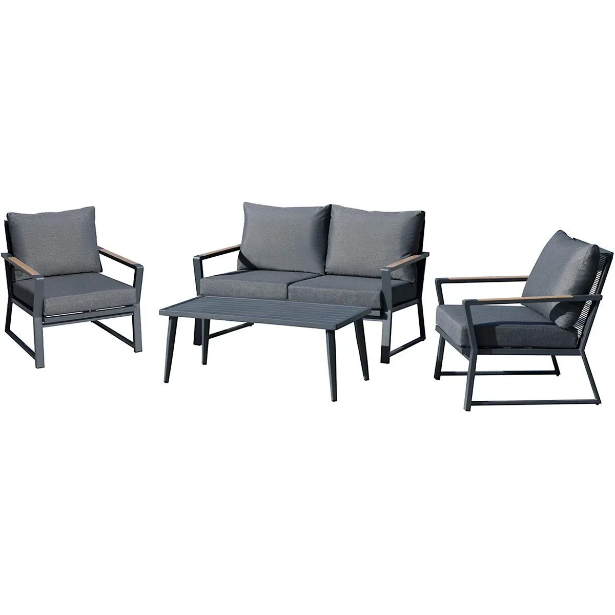 4-teiliges Gartenmöbel-Set mit Sofa, Stühlen und Beistelltisch dunkelgrau - 4