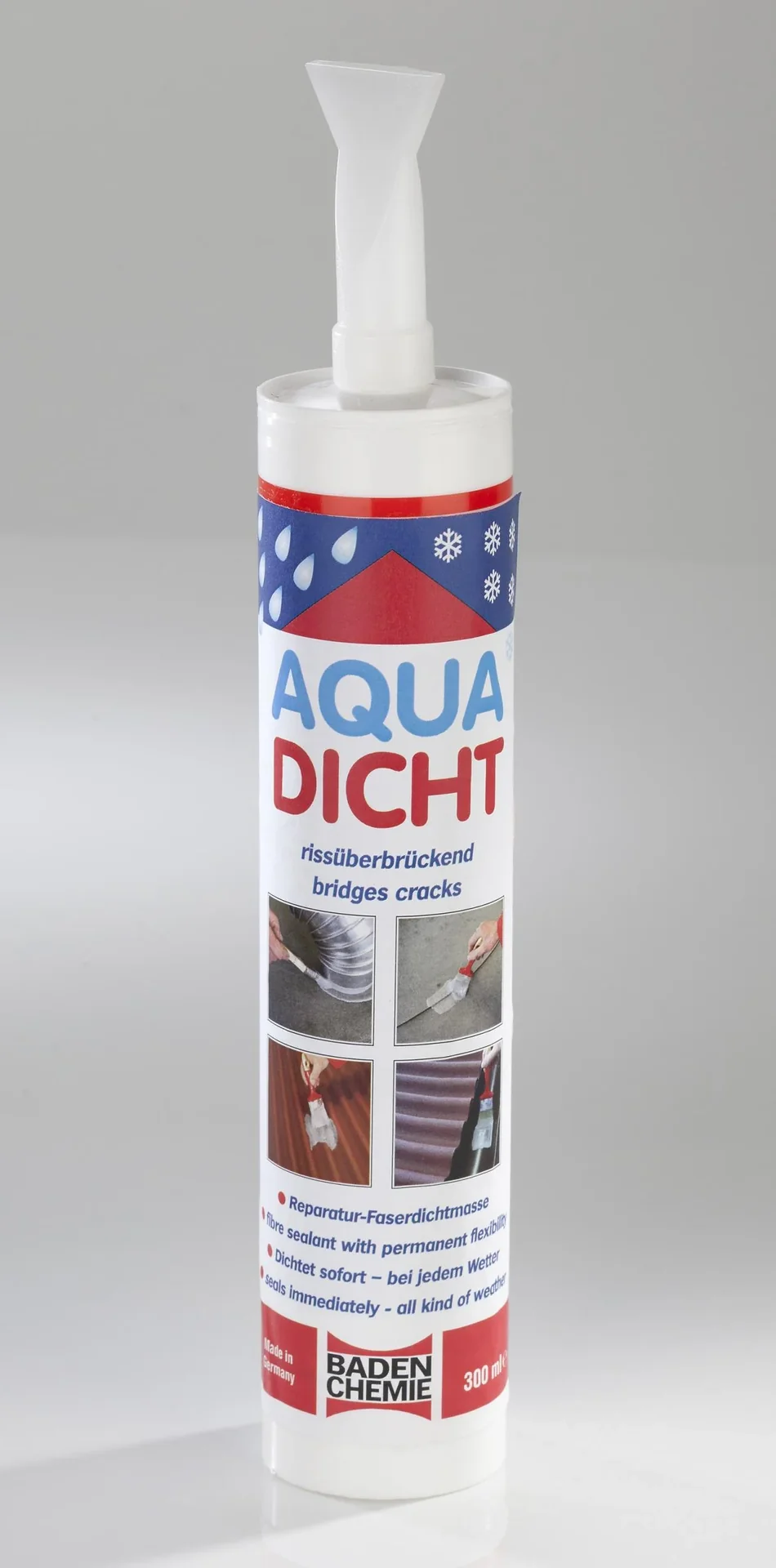 Aqua Dicht 300 ml - streichbare, elastische Reparatur Dichtmasse, Farbe Grau - 0