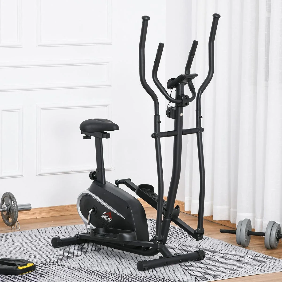 Crosstrainer Ellipsentrainer mit 8 Magnetwiderstandsstufen Heimtrainer mit LCD Monitor Stahl PVC ABS Schwarz 103 x 62 x - 0