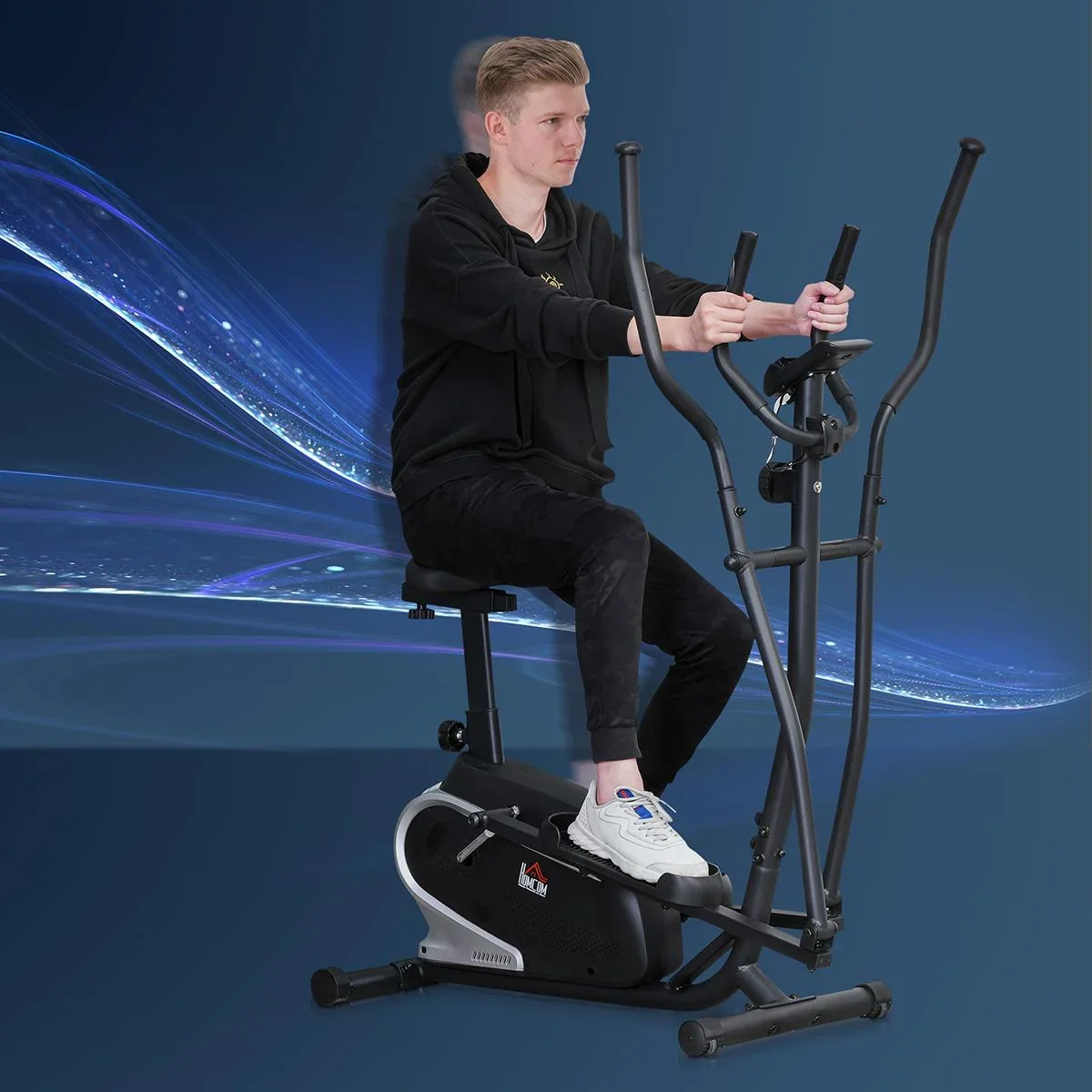 Crosstrainer Ellipsentrainer mit 8 Magnetwiderstandsstufen Heimtrainer mit LCD Monitor Stahl PVC ABS Schwarz 103 x 62 x - 2