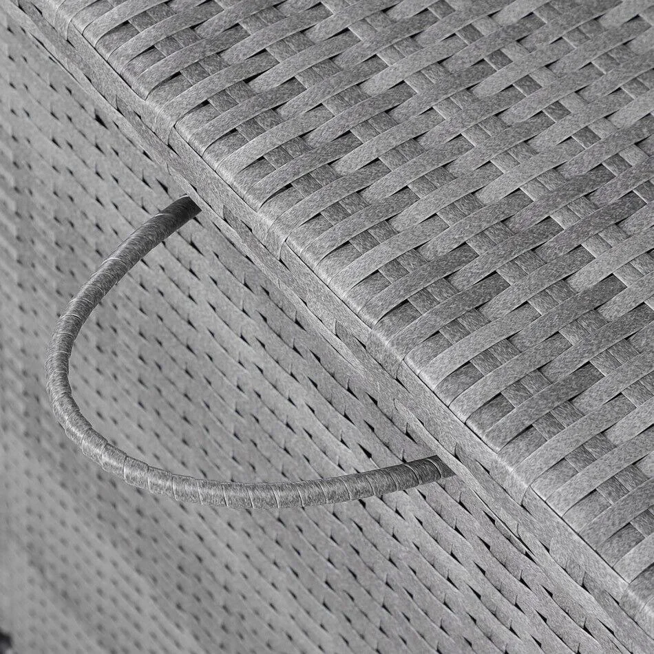 Aufbewahrungsbox Garten Poly Rattan Wasserdicht rollbar grau 122x56x61 cm - 5