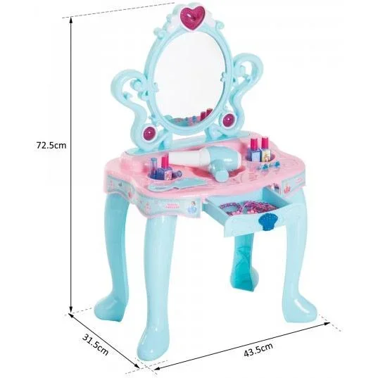Schminktisch Kinder Frisiertisch mit Klavier Fotorahmen Hellgrün+Rosa - 0