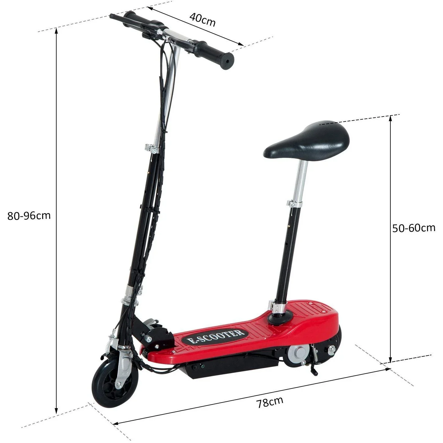 Elektroroller Kinderroller mit Sitz Cityroller 120W Rot - 5