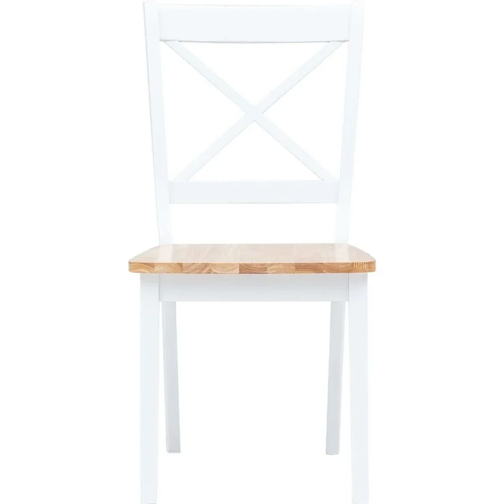 Esszimmerstühle 2pcs massives Gummibaumholz weiß und helle Holzfarbe - 1