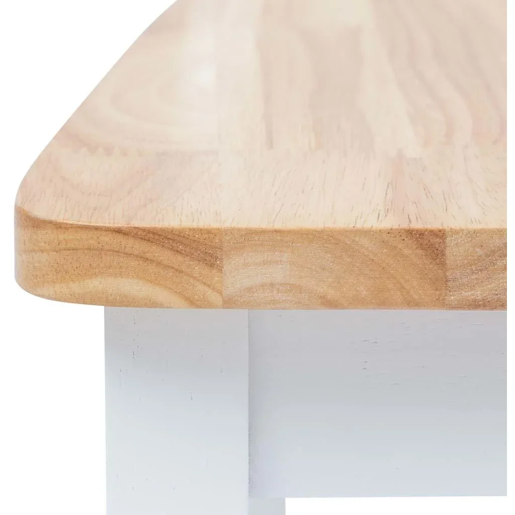 Esszimmerstühle 2pcs massives Gummibaumholz weiß und helle Holzfarbe - 2