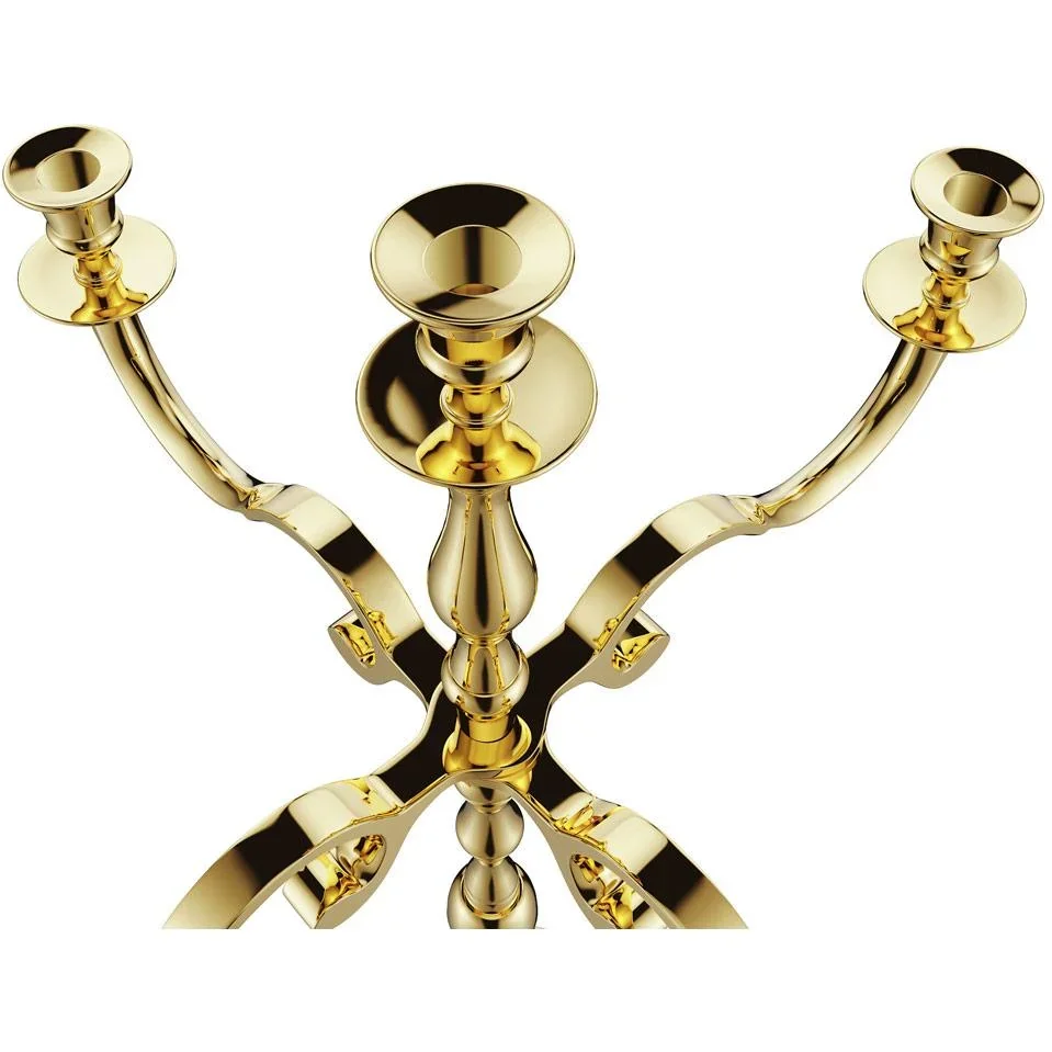 Kerzenhalter gold glänzendes Aluminium 40cm 5-armiger Kandelaber - 2