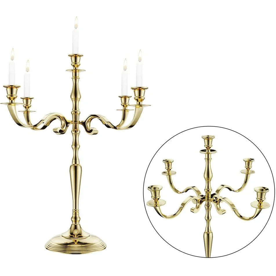 Kerzenhalter gold glänzendes Aluminium 40cm 5-armiger Kandelaber - 6