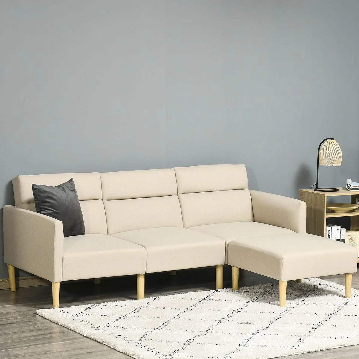 Sofabezug 3 sitzer Schlafsofa Stühle 2-In-1 Klappsofa Sofa in Bett individuell einstellbare Rückenlehne Sackleinen Schau - 2