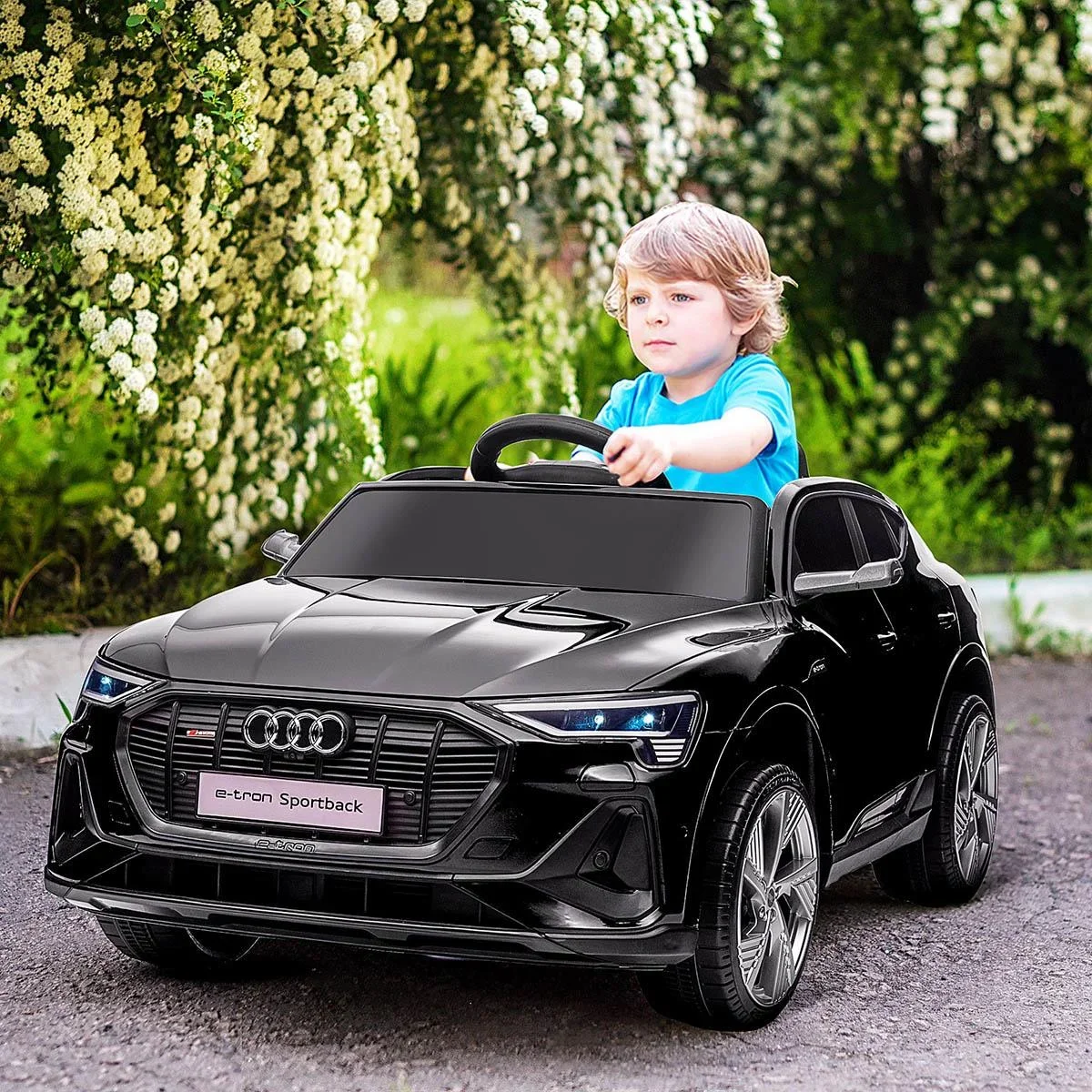 Kinderauto elektrisch 3 Geschwindigkeiten mit Fernsteuerung ab 3 Jahren Kunststoff Metall schwarz 108 x 60 x 47 cm - 0