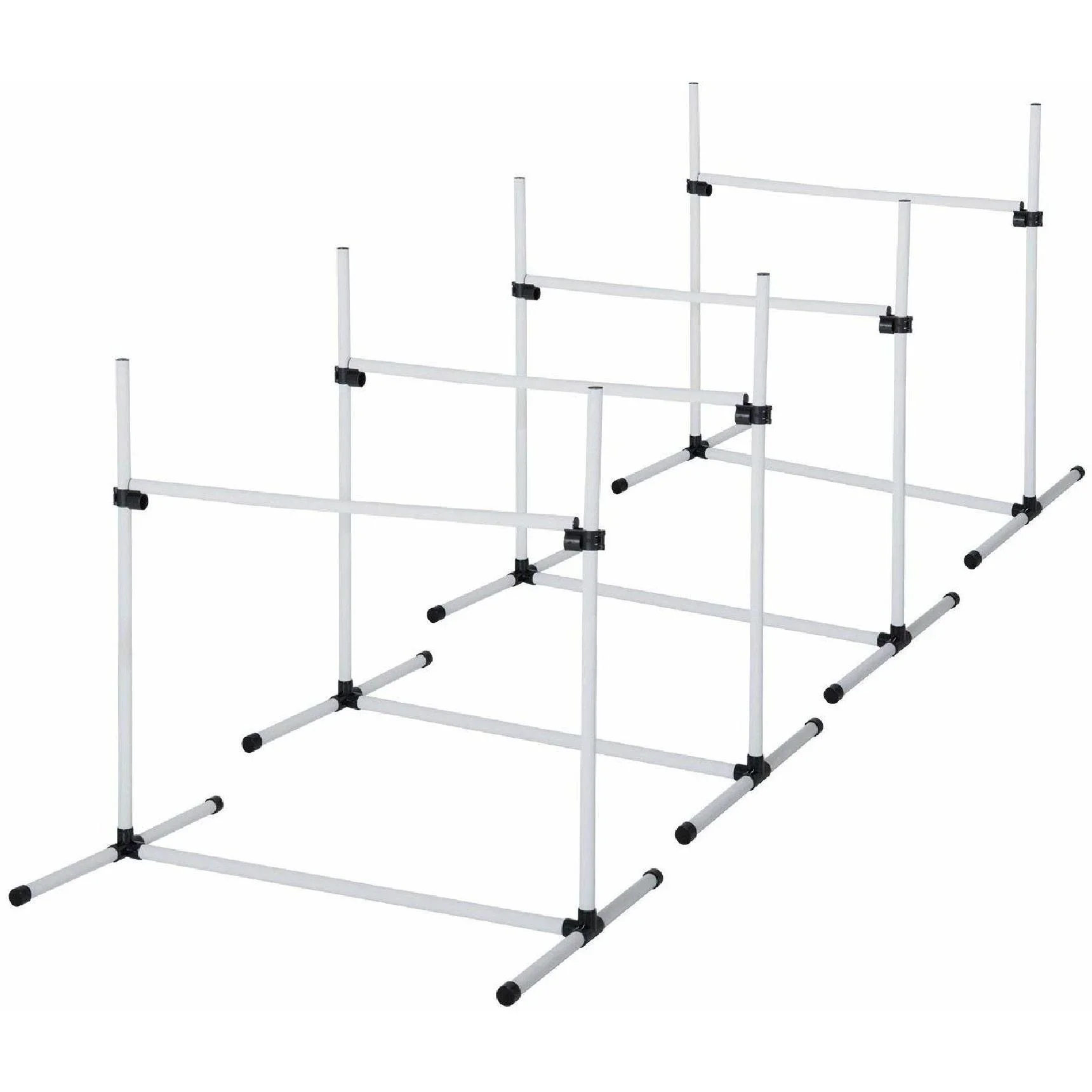 Agility Hürdenset Slalom Stangen Hunde Training Set 4 x Hürden Weiß - 1