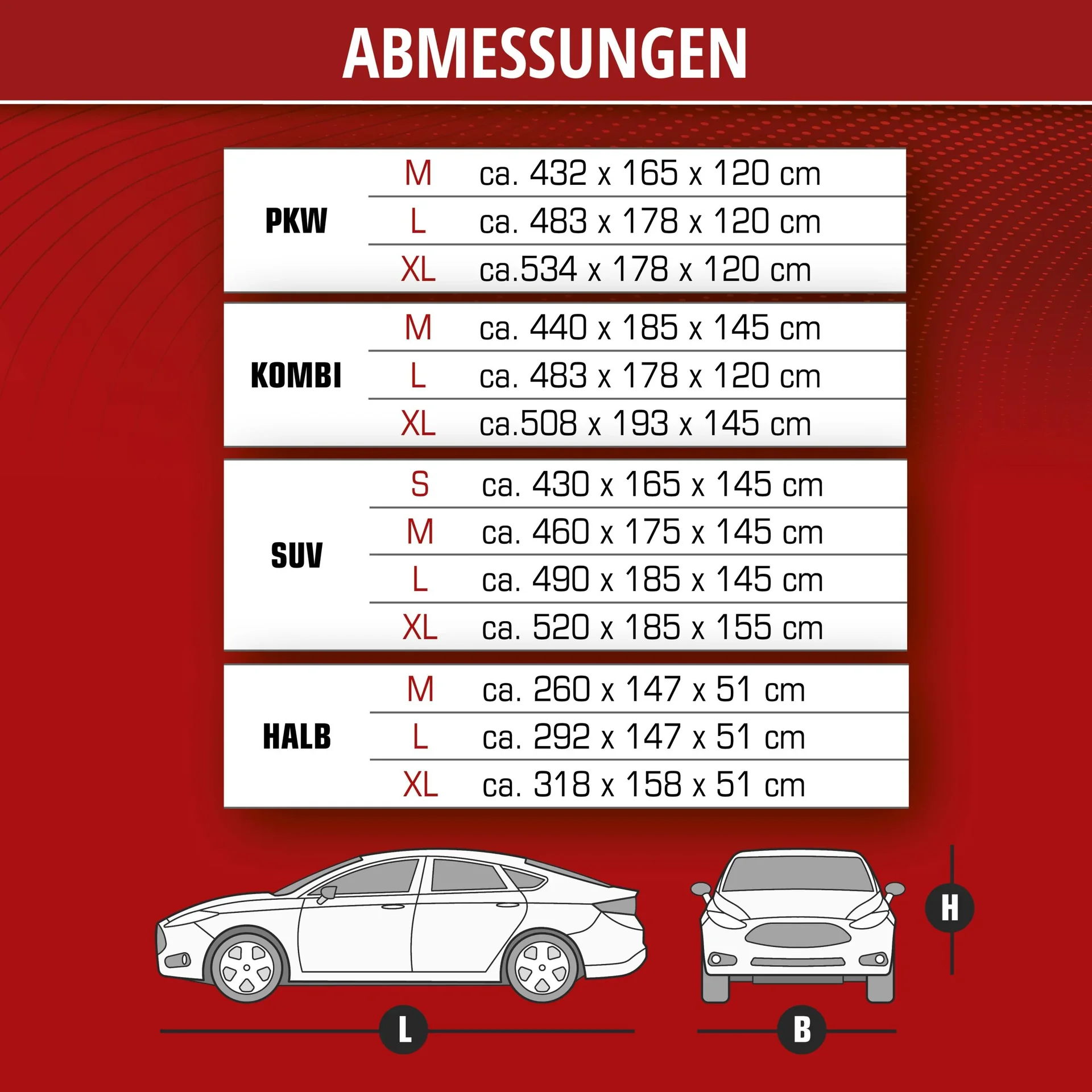 All Weather light SUV - Größe S - 430 x 165 x 145 cm - PEVA - grau - 5