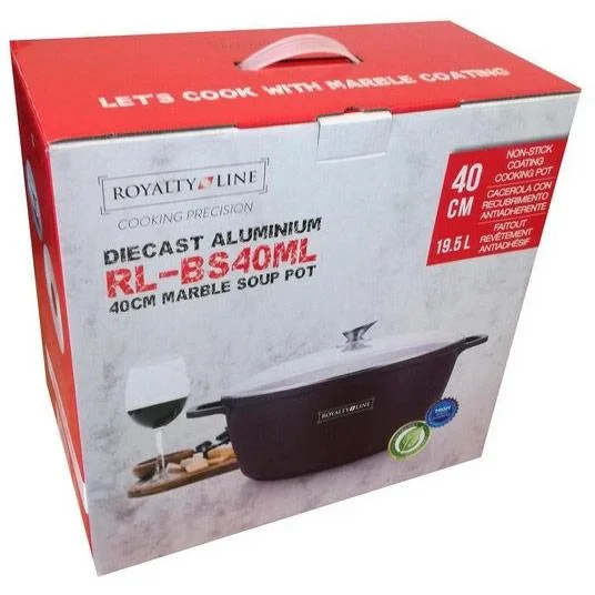 Suppenauflauf aus Marmor - Mit Glasdeckel schwarz - 40 CM - 0