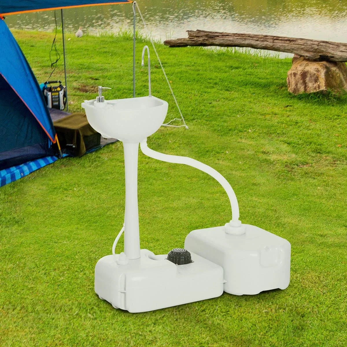 Outdoor-Camping-Handwaschbecken mit Abwassersammelschale 17L hellgrau 83 x 50 x 103 cm - 4