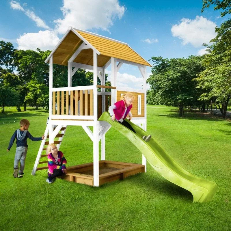 Pumba Spielturm Braun/Weiß - Lindgrüne Rutsche - 3