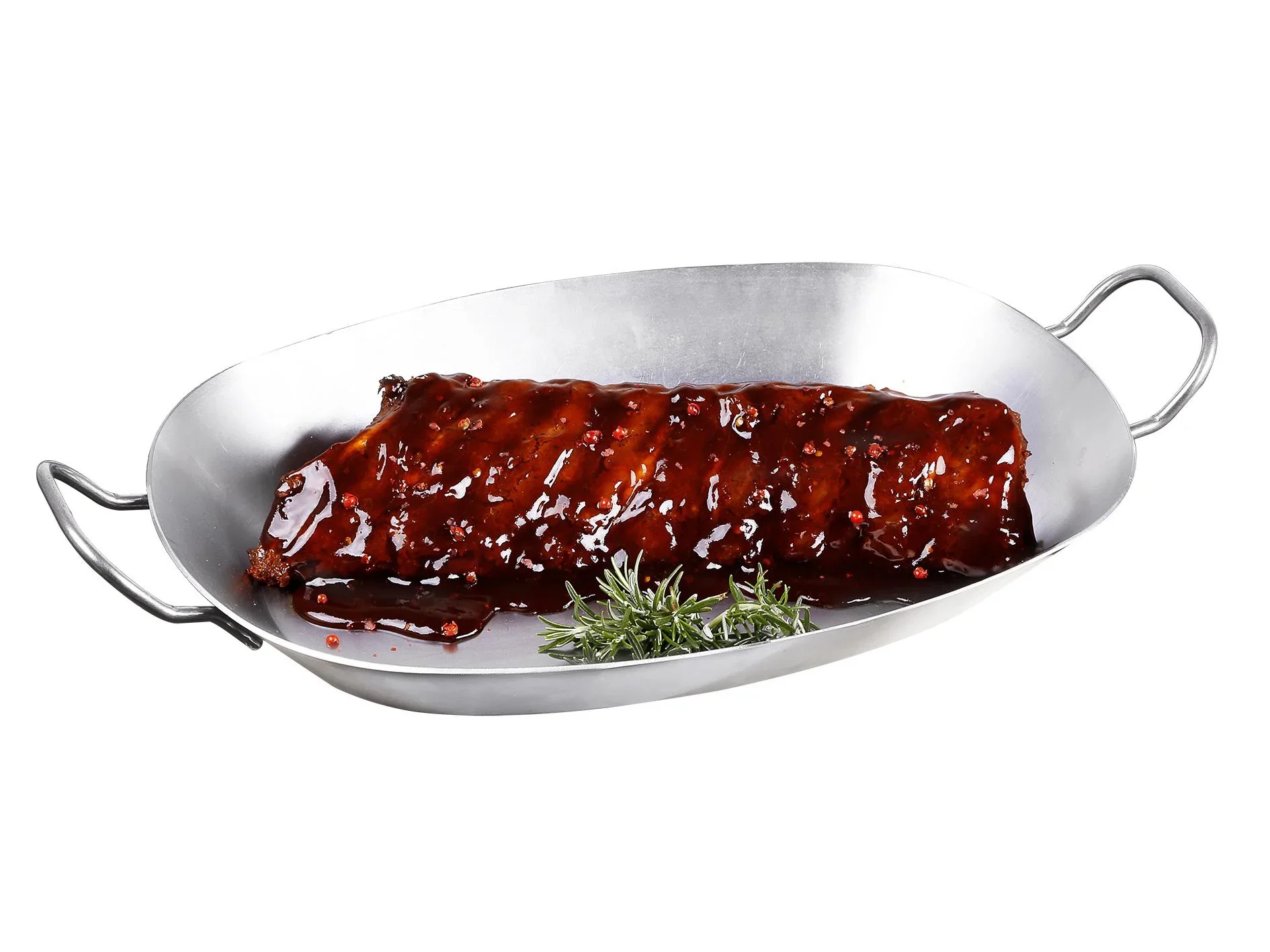 Eisen-Pfanne mit Griffen oval, 37,5 cm - 2