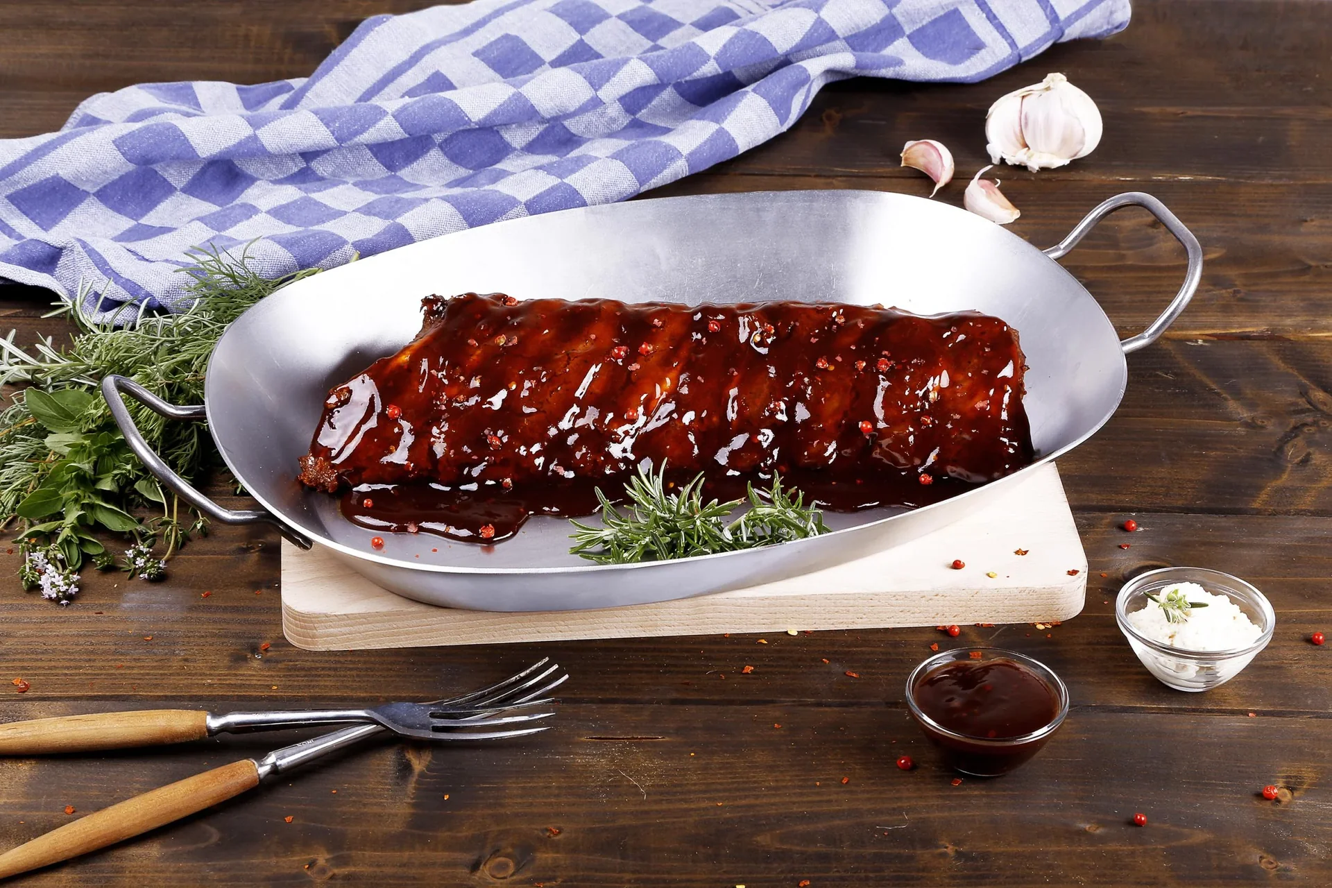 Eisen-Pfanne mit Griffen oval, 37,5 cm - 3