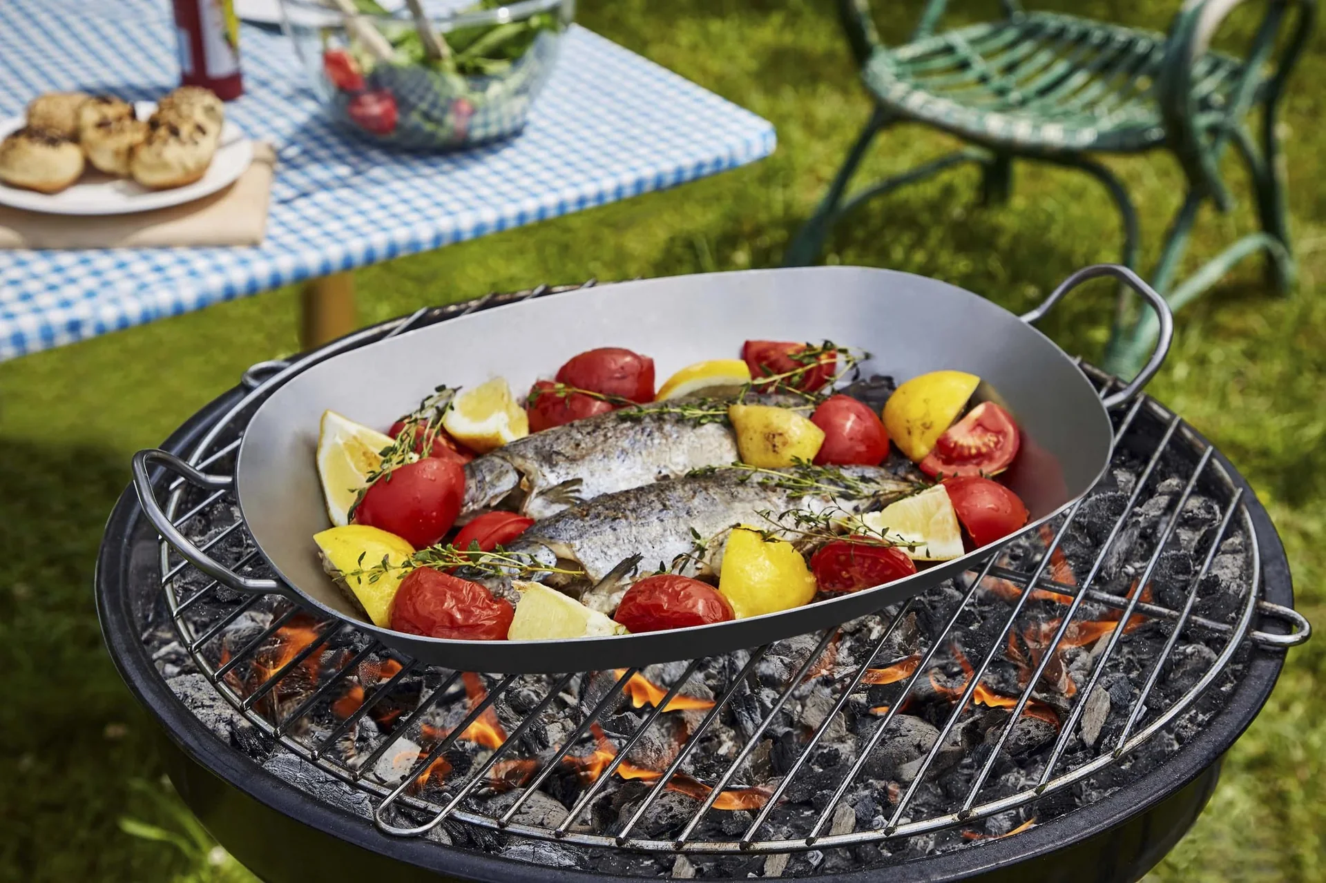 Eisen-Pfanne mit Griffen oval, 37,5 cm - 6