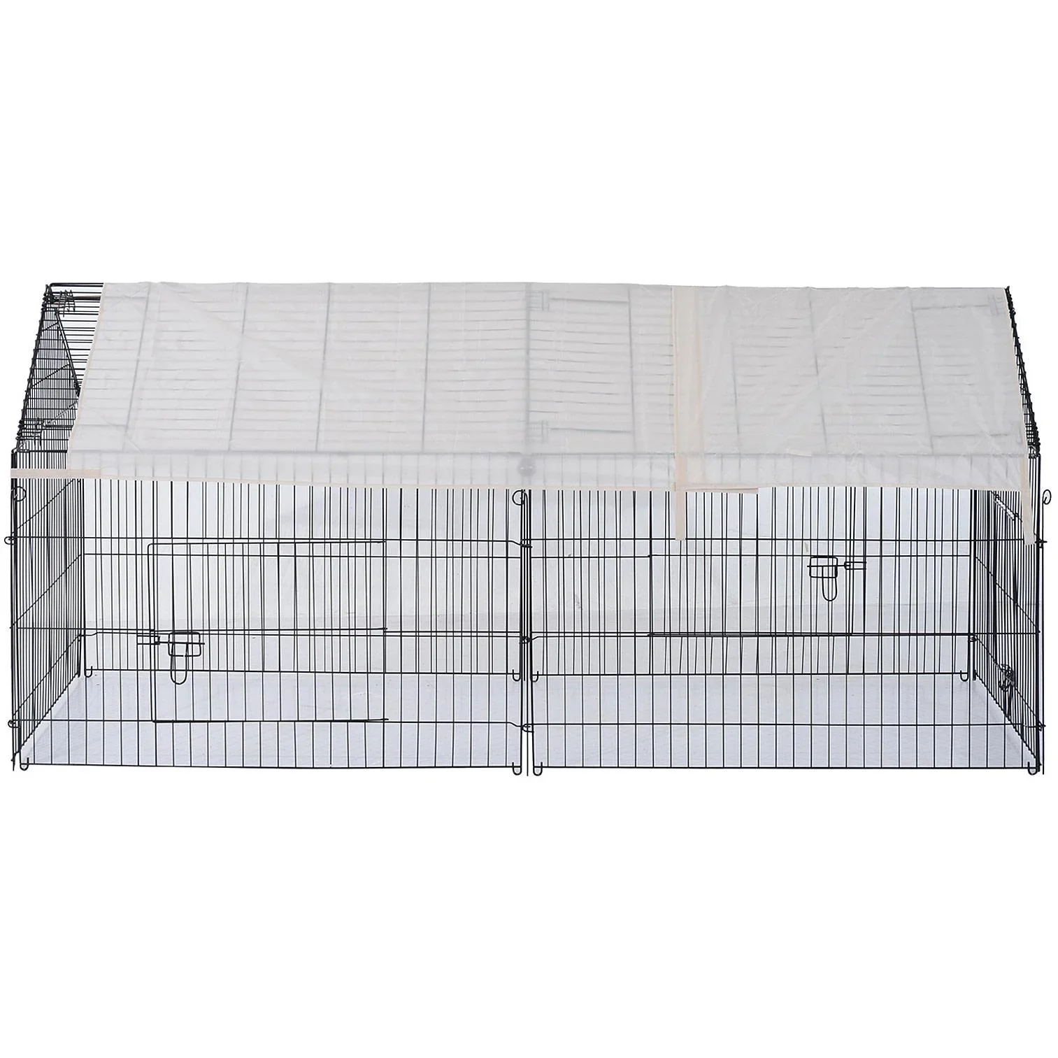 Freigehege Kaninchenstall mit Sonnenschutz Metall Beige - 0