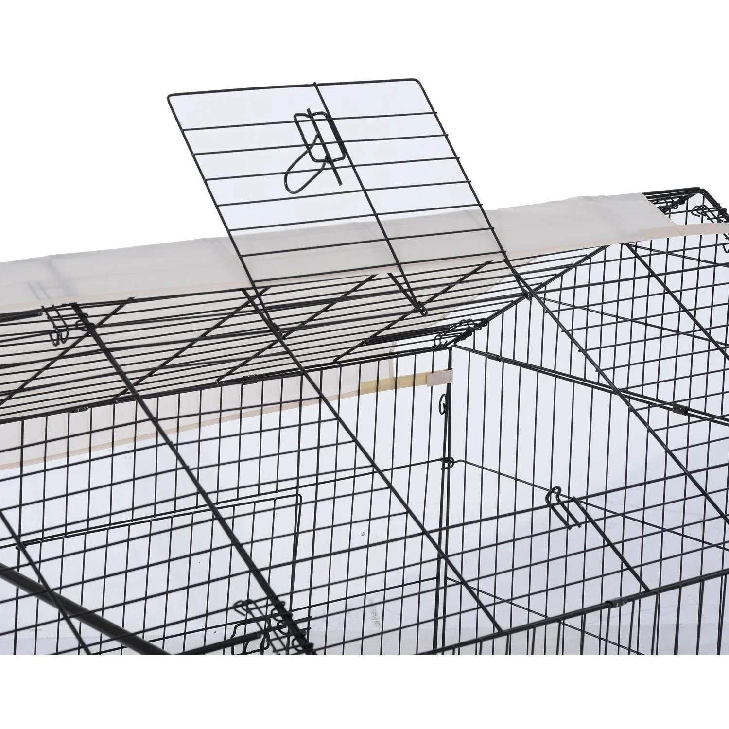 Freigehege Kaninchenstall mit Sonnenschutz Metall Beige - 2