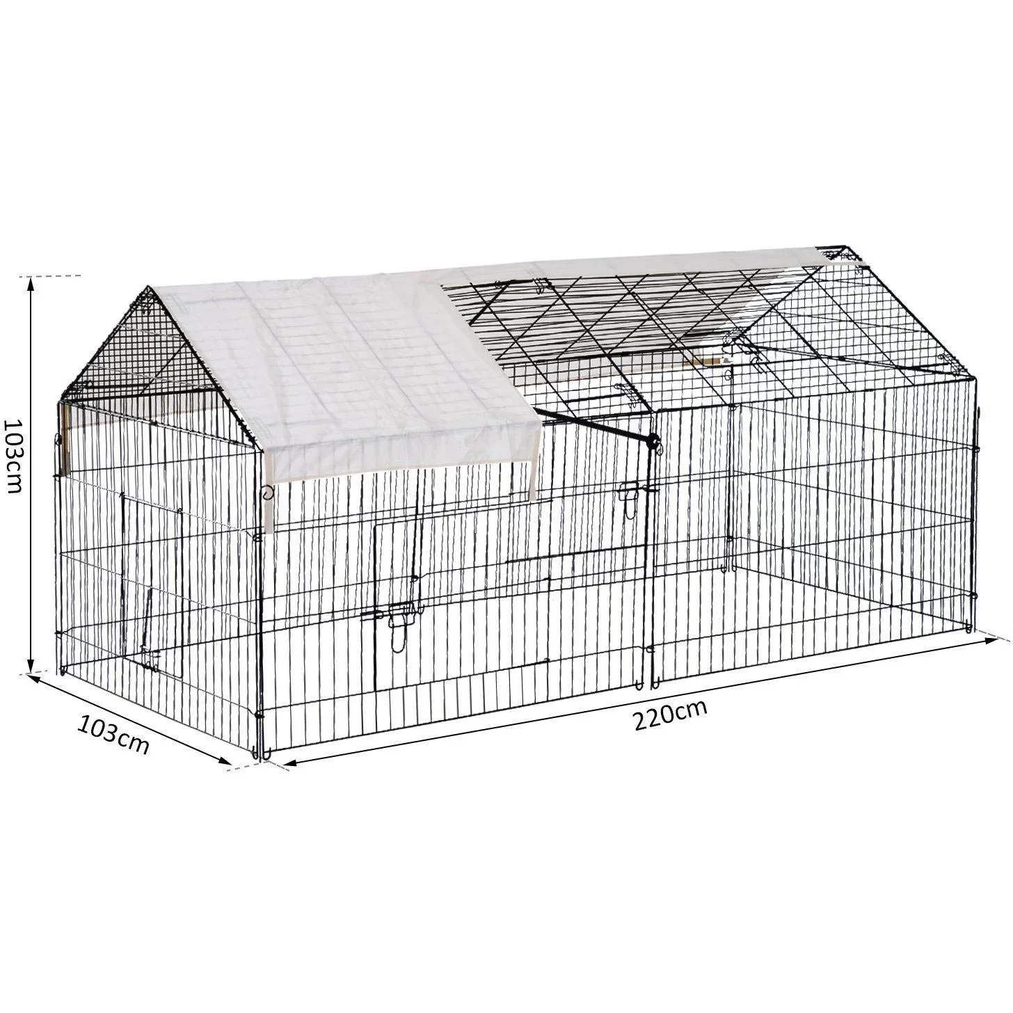 Freigehege Kaninchenstall mit Sonnenschutz Metall Beige - 3