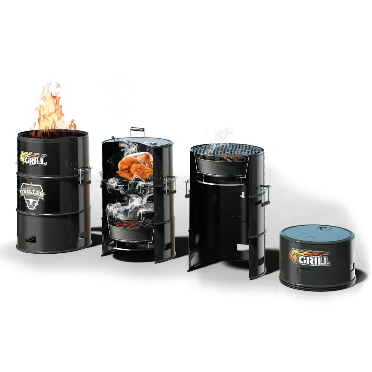 4Grill 4-in-1- BBQ mit 4Grill-Tragekoffer - 0