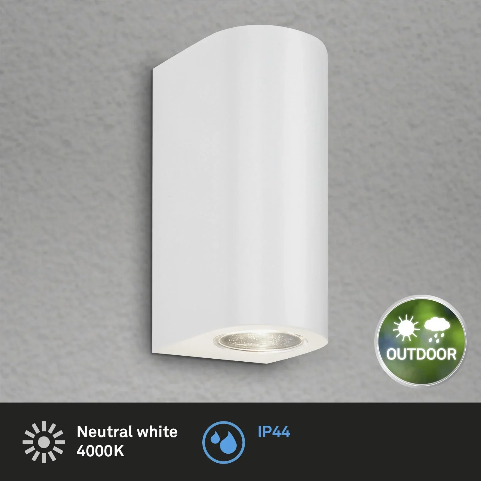 LED Außenleuchte, 2-flammig, IP44, Metall-Kunststoff / weiß, GU 10 Fassung, inklusive 2 x LED, 4,7 Watt, 400 lm, 4.000 K - 3