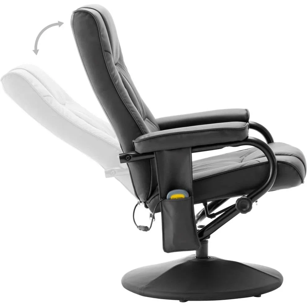 Massagesessel mit Fußhocker Kunstleder grau - 1
