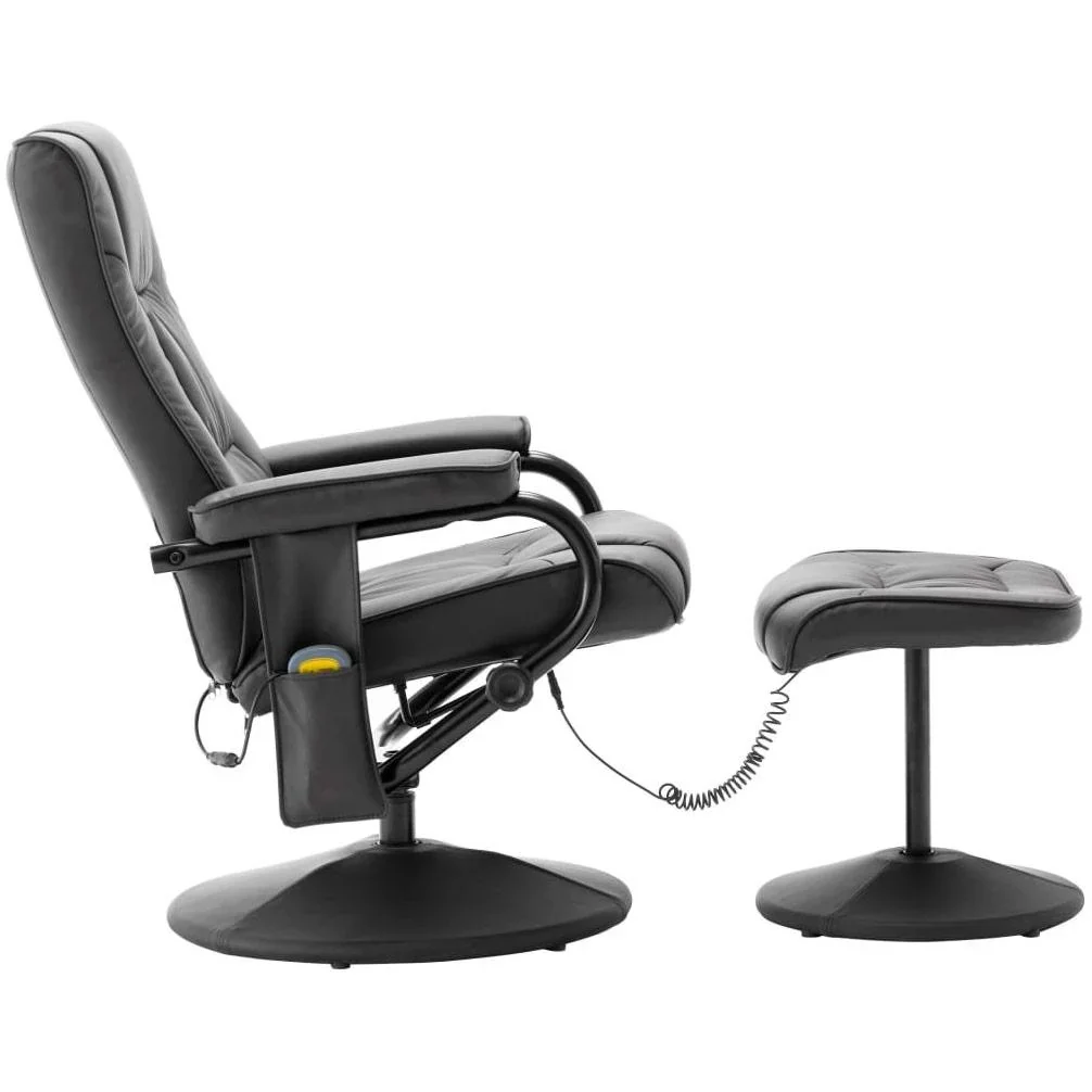 Massagesessel mit Fußhocker Kunstleder grau - 5