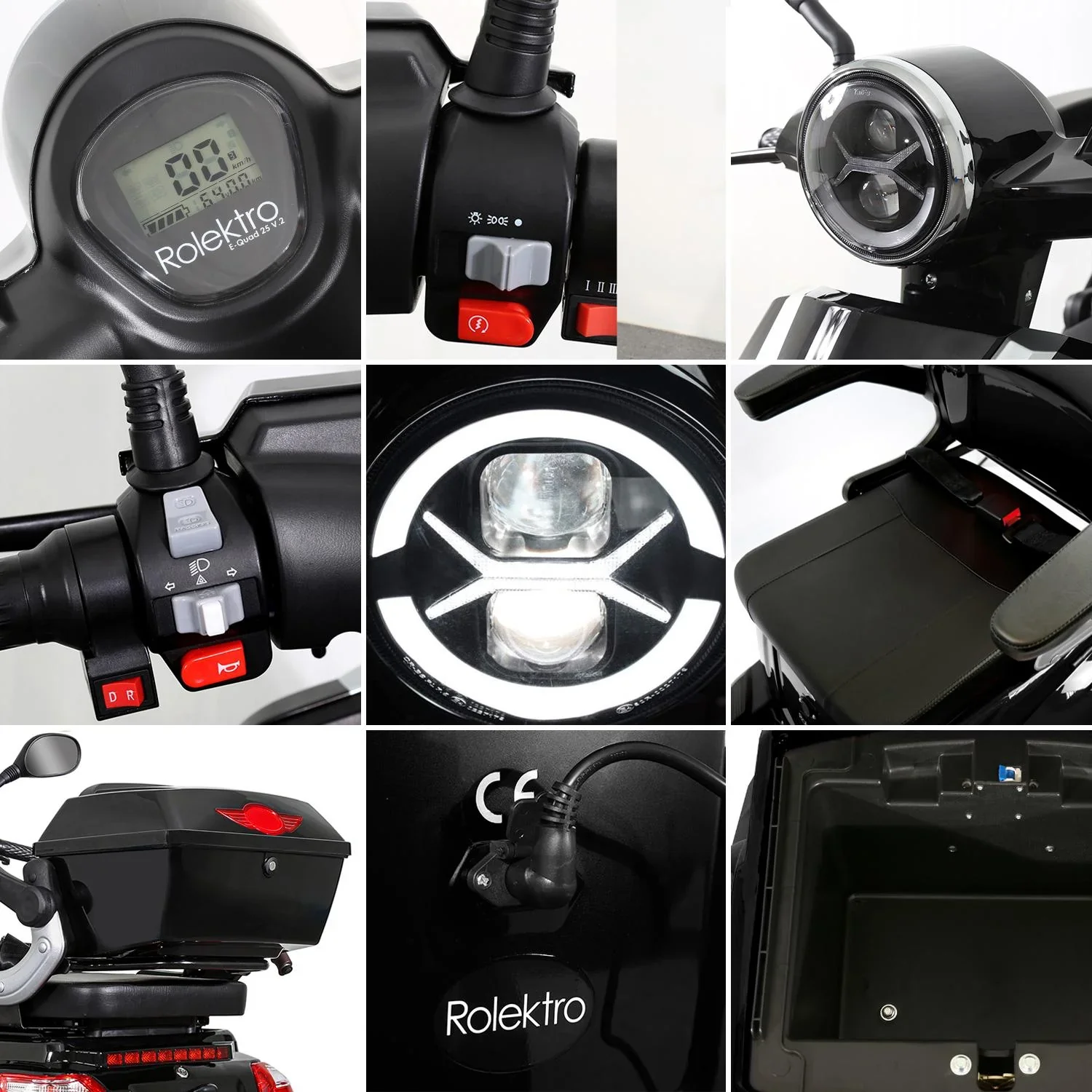 E-Quad 25 V. 2 Schwarz - 1.000 Watt + Straßenverkehrszulassung - 1