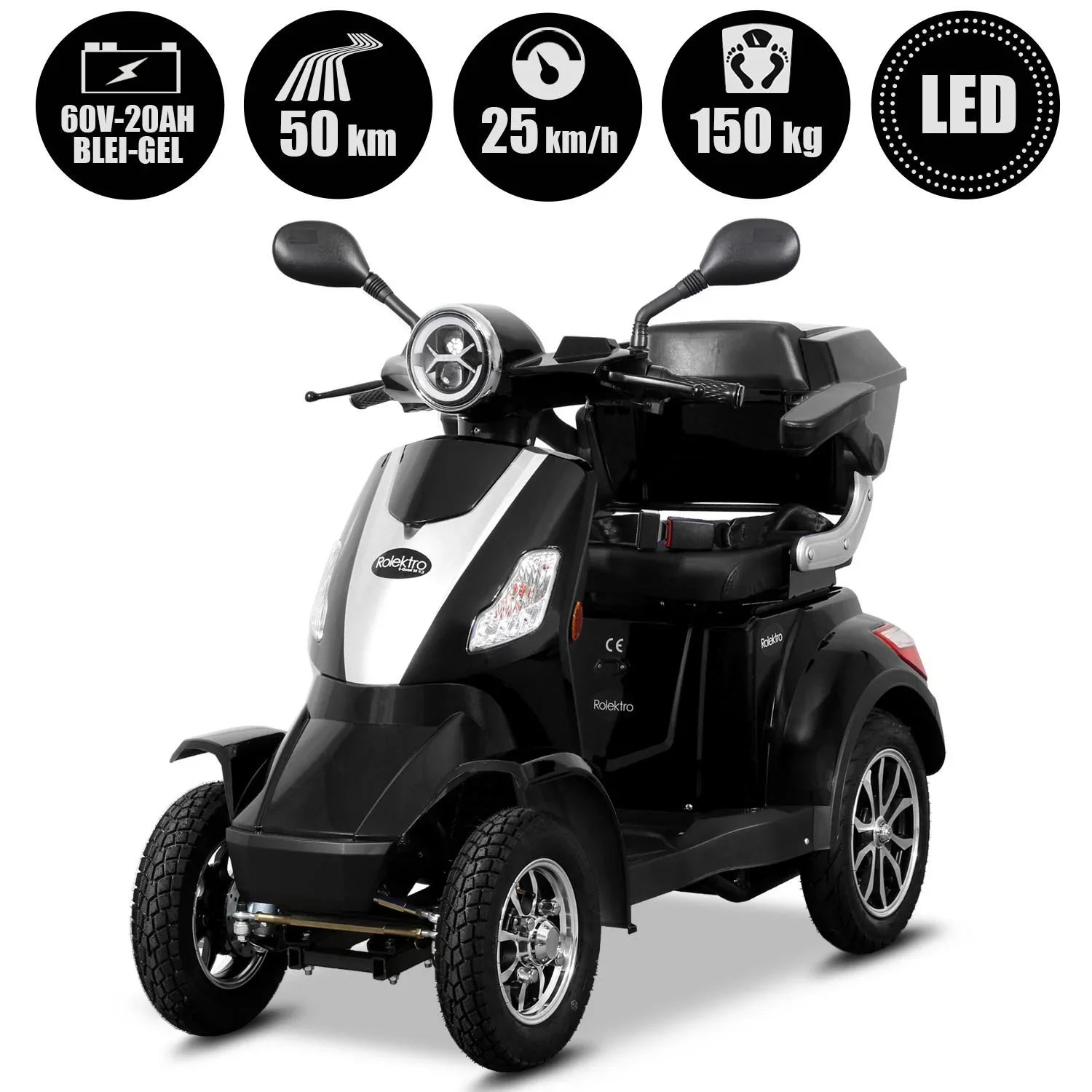 E-Quad 25 V. 2 Schwarz - 1.000 Watt + Straßenverkehrszulassung - 6