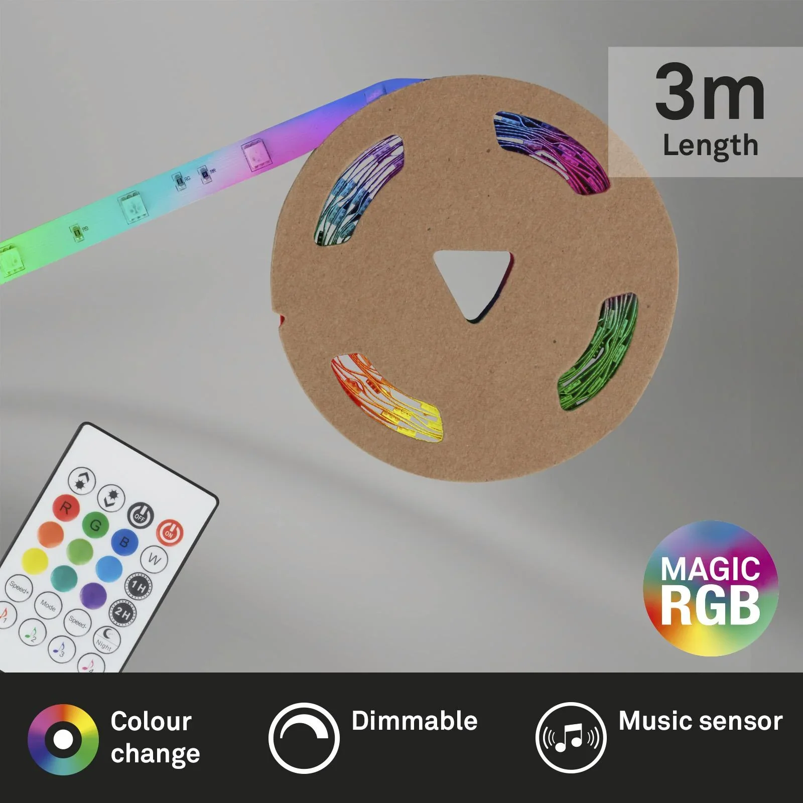 MAGIC RGB-LED Flexband, 3m, Musiksensor, 90 RGB-LEDs, 12W, Fernbedienung - 5