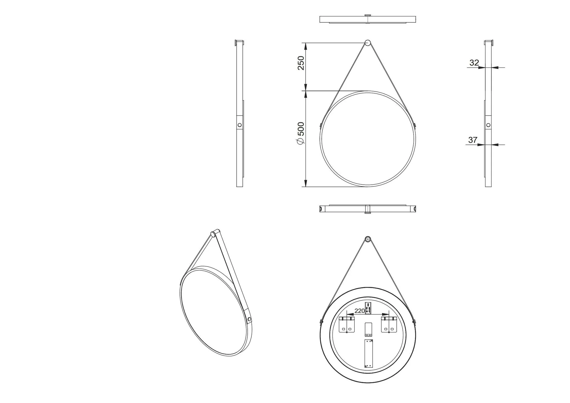 Dekorativer runder Wandspiegel mit indirekter LED Beleuchtung in weiß matt Ø 50 cm - 2