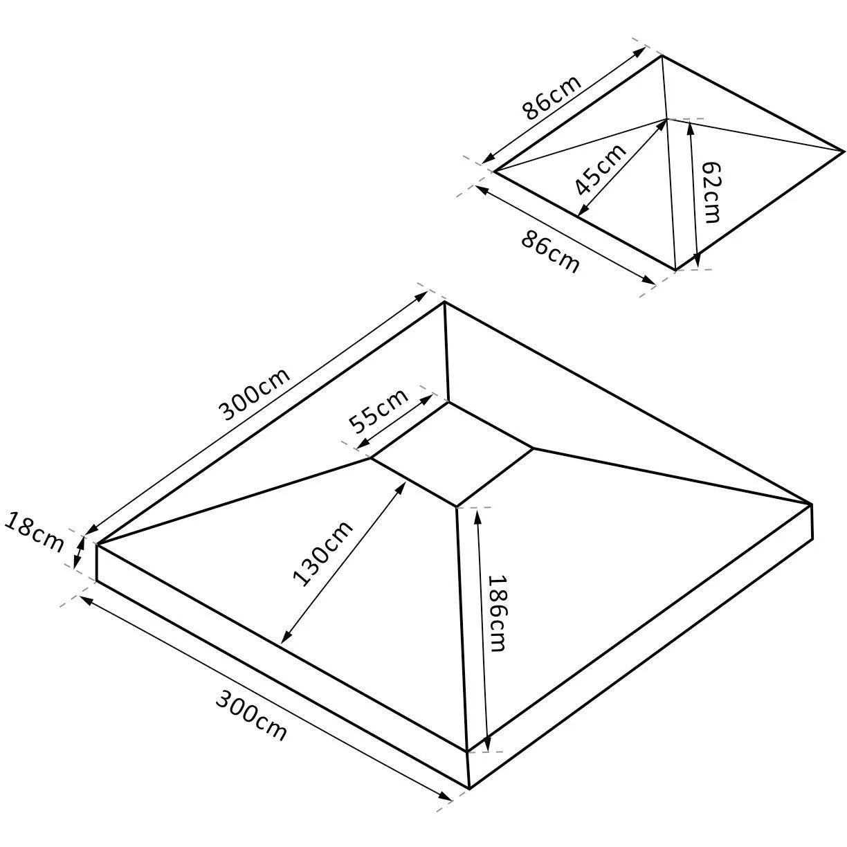 Ersatzdach 3x3m creme Dach für Metallpavillon - 0