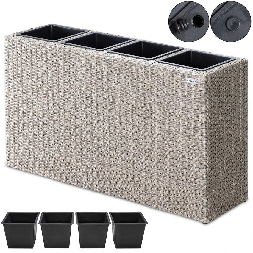 Polyrattan Pflanzgefäß creme 95x27x60cm - 1