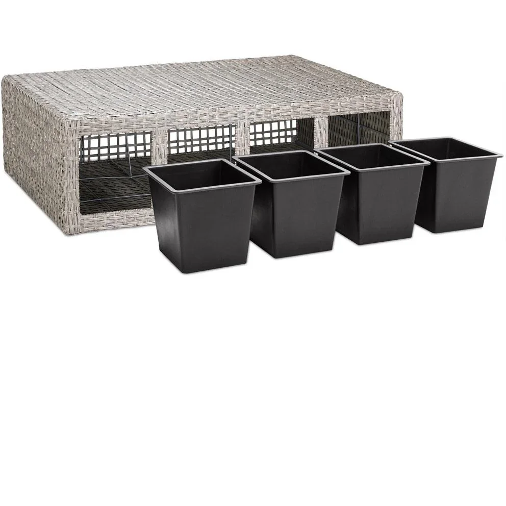 Polyrattan Pflanzgefäß creme 95x27x60cm - 6